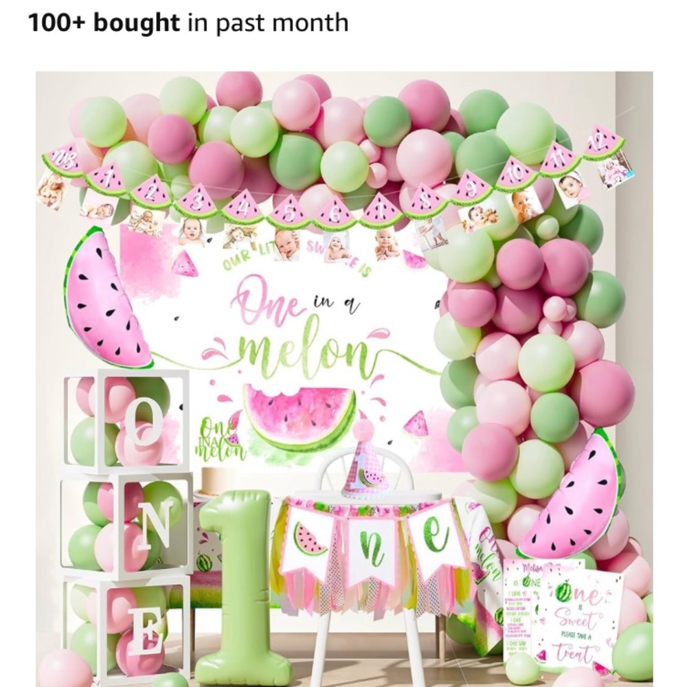 “One in a melon” first birthday party decorations.